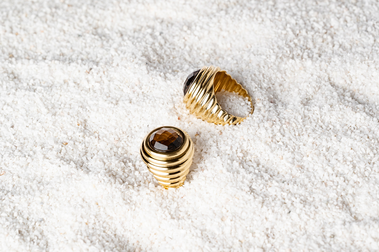 Fluted Signet Ring, Whiskey Quartz