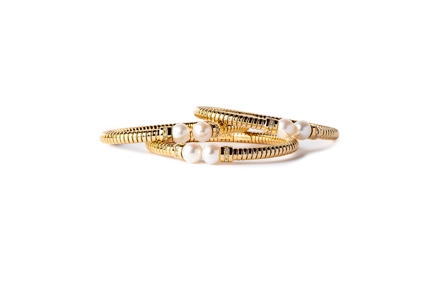 Tubogas Pearl Bracelet with Diamonds