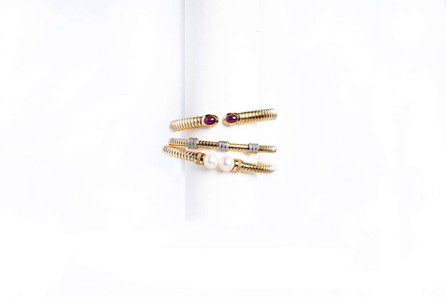 Tubogas Pearl Bracelet with Diamonds