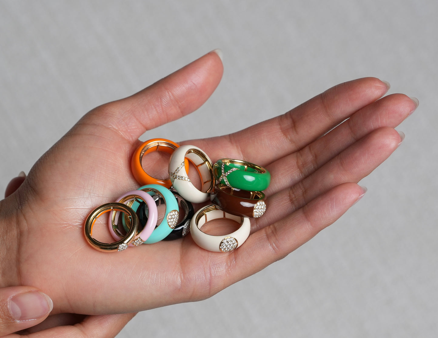 Cube Enamel Stacking Rings