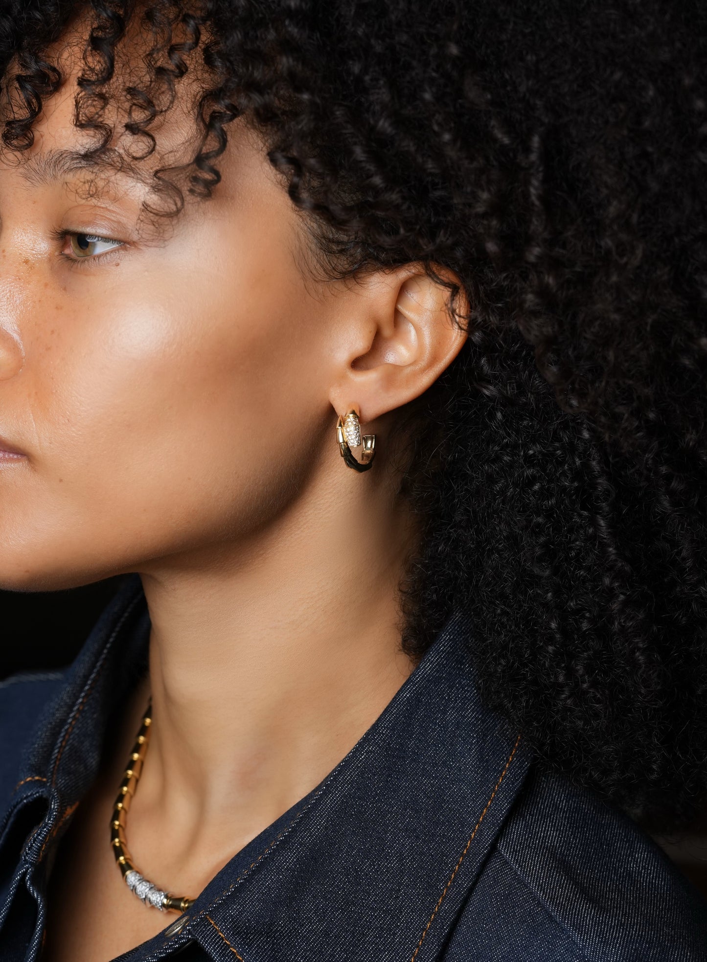 Serpent Hoop Earrings with Diamonds