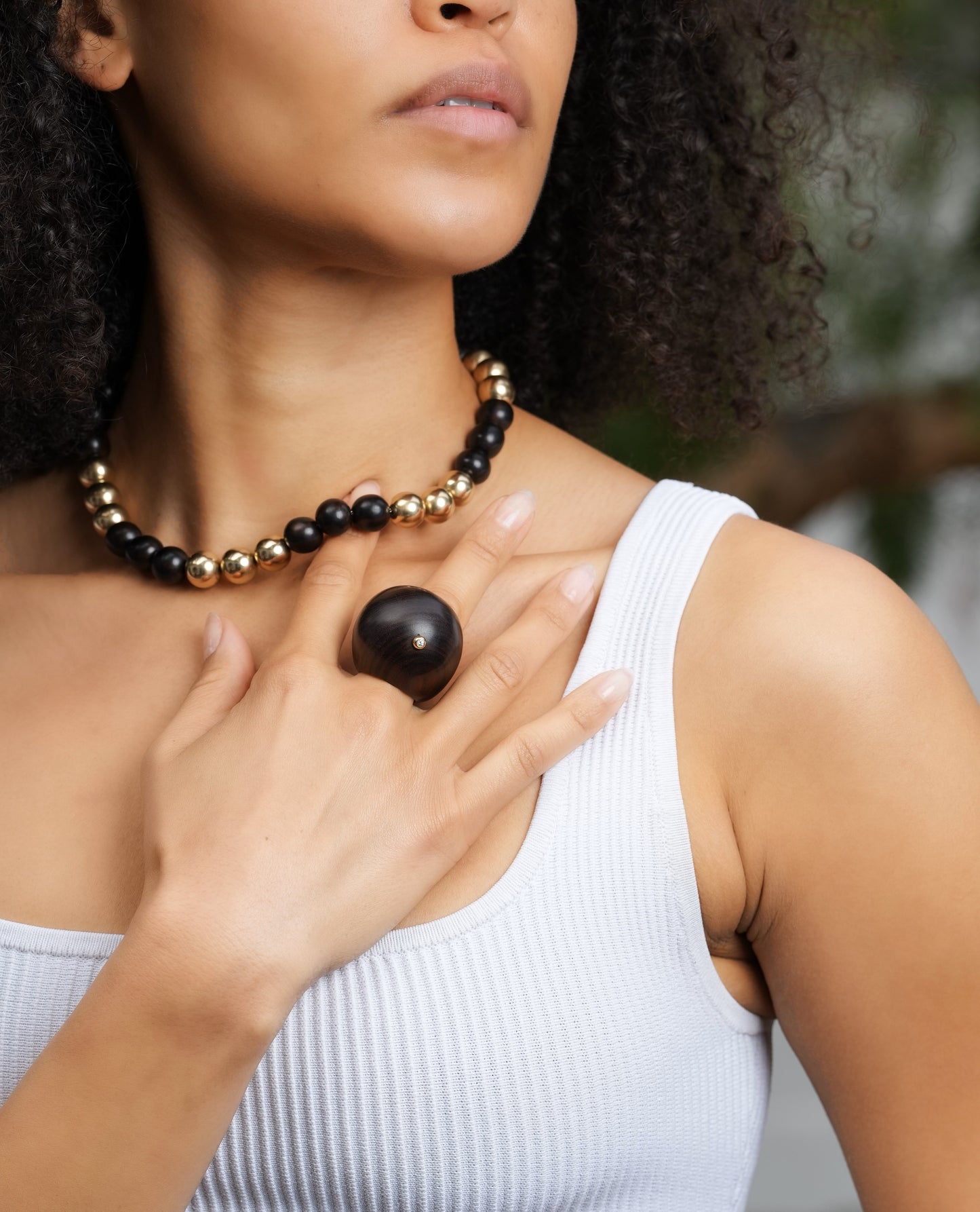 Rosewood and Gold Cupola Necklace