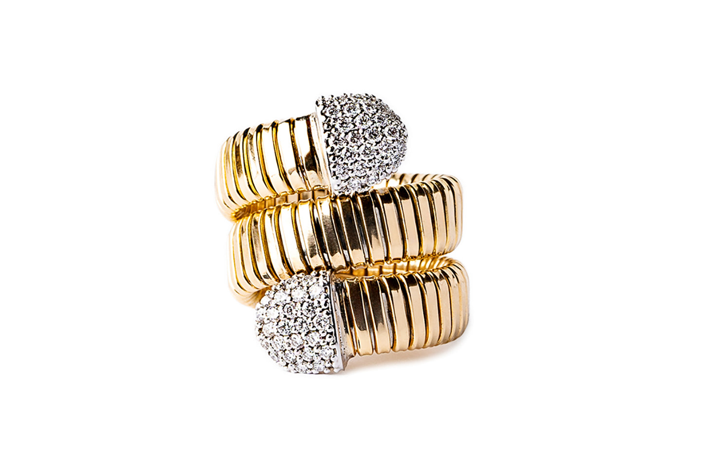 Tubogas Wrap Nail Ring with Diamonds