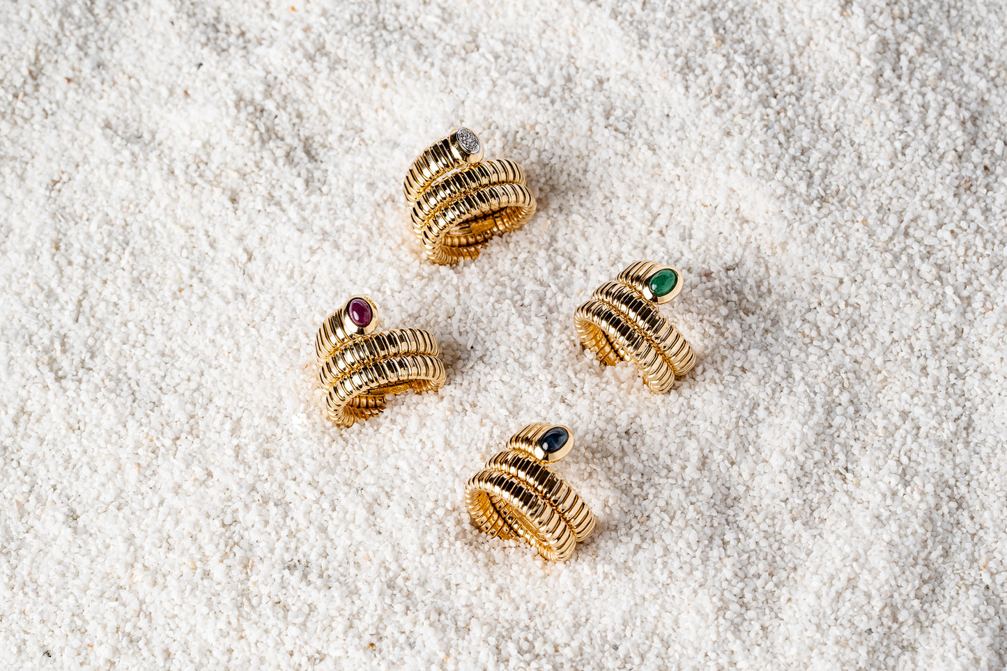 Tubogas Wrap Ring with Precious Gemstones