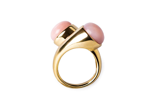 Pink Cabochon Bypass Ring, One-of-a-kind