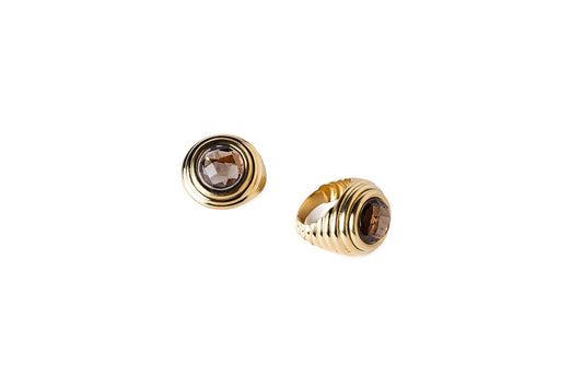 Whiskey Quartz Flute Ring