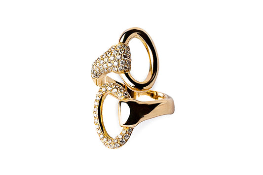 Bypass Ring with Diamonds