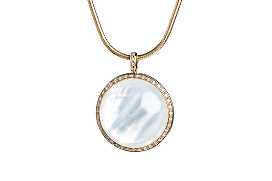 Pearl and Ivory Bakelite Cabochon Pendant