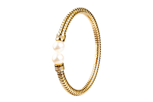 Tubogas Pearl Bracelet with Diamonds