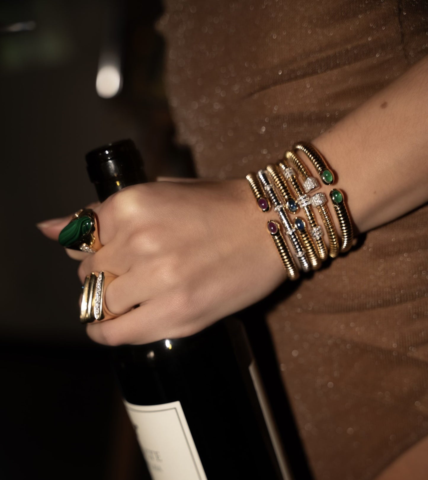 Tubogas Cube Pave Stack Bracelet