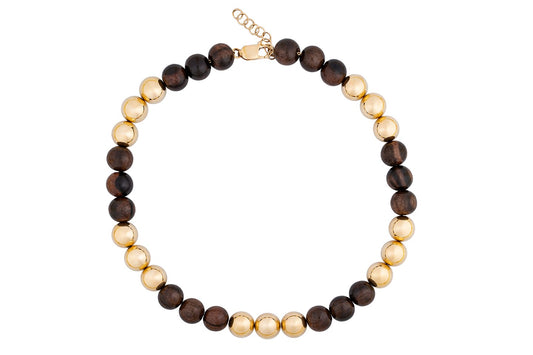 Rosewood and Gold Cupola Necklace