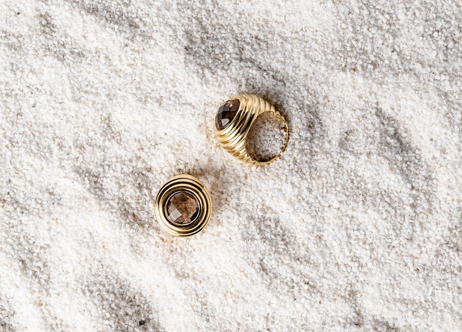 Whiskey Quartz Flute Ring